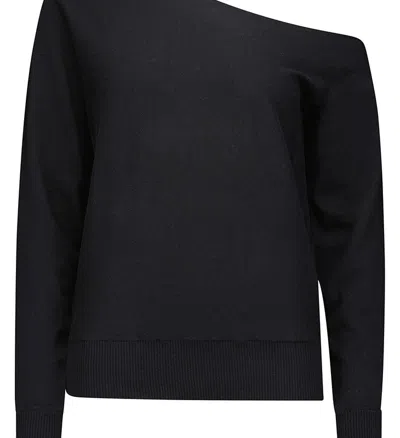 Minnie Rose Asymmetric Off-the-shoulder Cashmere Top In Black