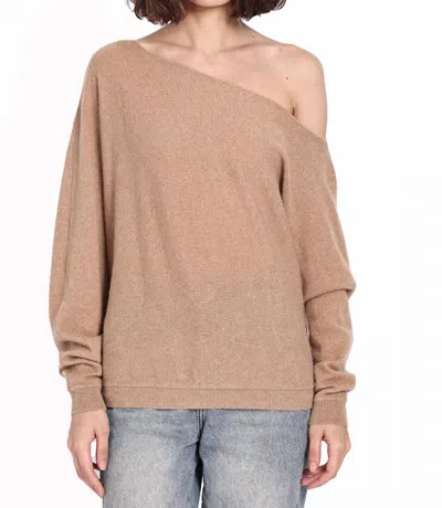 Minnie Rose Cotton Cashmere Off-the-shoulder Top In Brown Sugar