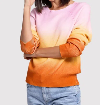 Minnie Rose Cotton Cashmere Ombre Baby Shaker Crew Sweater In Warm Combo In Orange