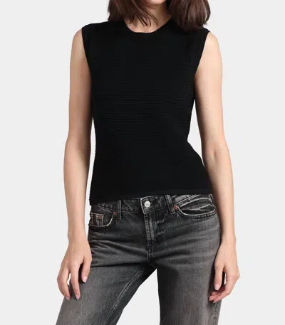 Minnie Rose Cotton Cashmere Ottoman Rib Top In Black