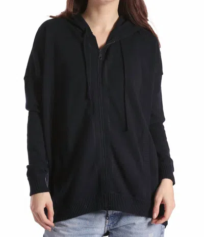 Minnie Rose Cotton Cashmere Oversized Zip Hoodie In Navy In Blue