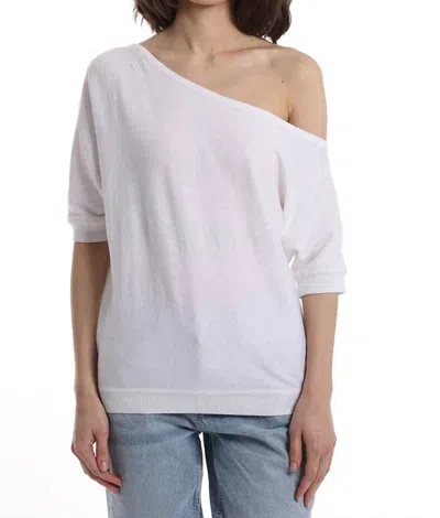 Minnie Rose Cotton Cashmere Short Sleeve Off-the-shoulder Top In Roseate In White