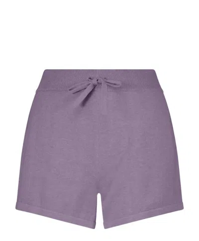 Minnie Rose Cotton Cashmere Shorts In Purple