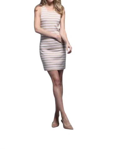 Minnie Rose Cotton Cashmere Striped Mini Skirt In Brown Sugar / White