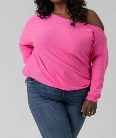 Minnie Rose Cotton Cashmere Top - Plus In Azalea