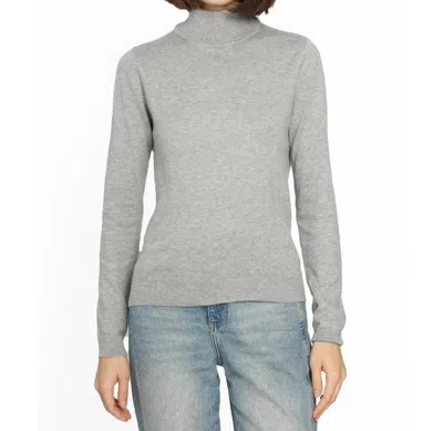 Minnie Rose Cotton Cashmere Turtleneck Sweater In Ash Grey In Gray
