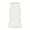 Minnie Rose Cotton Frayed Cable Tank In White