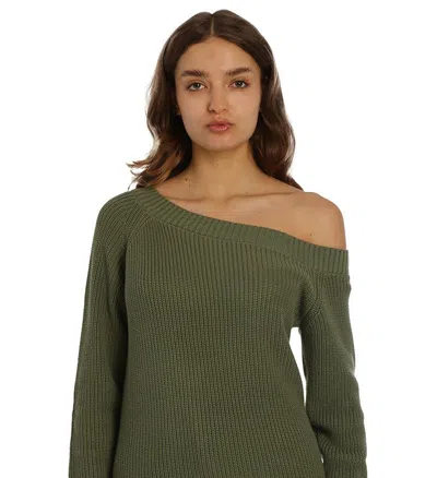 Minnie Rose Cotton Shaker Off The Shoulder In Green
