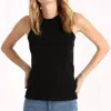 MINNIE ROSE COTTON/CASHMERE FRAYED KNIT TANK TOP