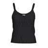 Minnie Rose Cotton/cashmere Pointell Ribbed Tank In Black In Black