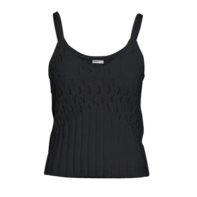 MINNIE ROSE COTTON/CASHMERE POINTELL RIBBED TANK IN BLACK