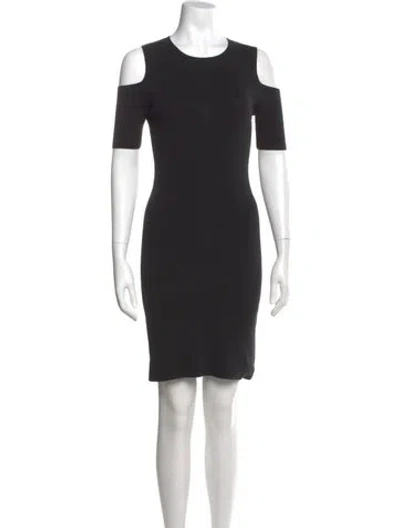 Pre-owned Minnie Rose Crew Neck Mini Dress In Black