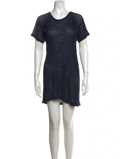 Pre-owned Minnie Rose Crew Neck Mini Dress In Blue