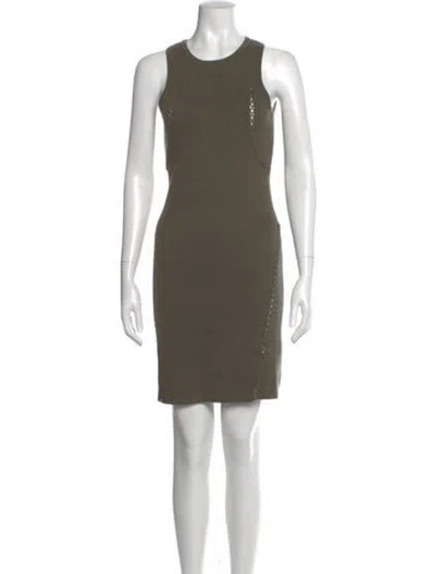 Pre-owned Minnie Rose Crew Neck Mini Dress In Green