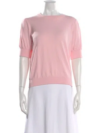Pre-owned Minnie Rose Crew Neck Short Sleeve Top In Pink