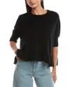 Minnie Rose 9250 Cashmere Crew Cropped Pow Wow Wit In Black