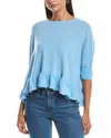 Minnie Rose Cropped Pow Wow Cashmere Sweater In Blue