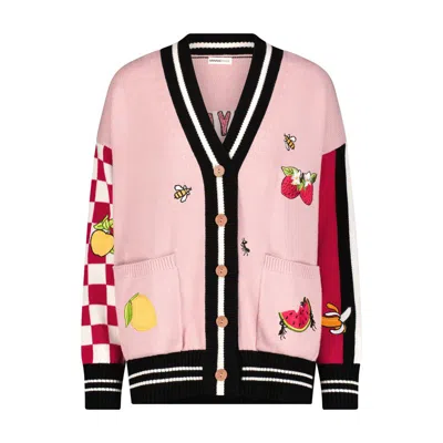 Minnie Rose Cttncash Novelty Oversized Cardigan In Pink