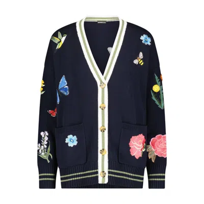 Minnie Rose Cttncash Oversized Cardi With Patches In Black