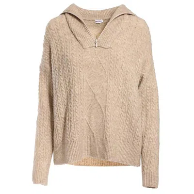 Minnie Rose Cuddle Cable Half Zip Pullover In Wheat In Gold