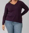 Minnie Rose Distressed Top - Plus In Loganberry In Purple