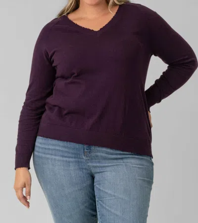 Minnie Rose Distressed Top - Plus In Loganberry
