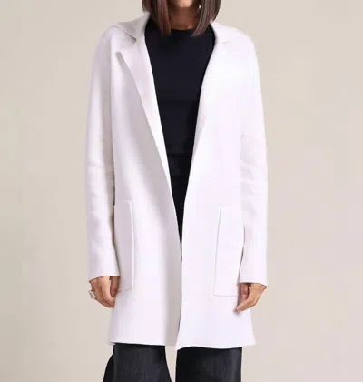 Minnie Rose Double Face Notch Collar Coat In White