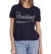 Minnie Rose Enjoy Pickleball Bling Frayed Edge Tee In Navy In Blue
