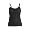 Minnie Rose Cotton/cashmere Pointell Ribbed Tank In Black In Black