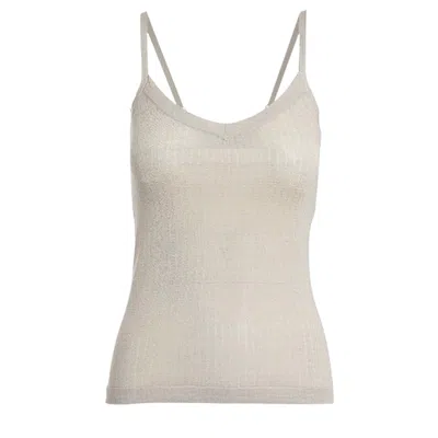 Minnie Rose Fine Silk/cashmere Tank Top In Oatmeal In White