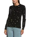 Minnie Rose Foil Star Cashmere Sweater In Black