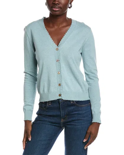 Minnie Rose Frayed Cashmere-blend Cardigan In Blue