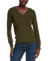 Minnie Rose Frayed Cashmere-blend Sweater In Green