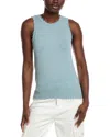 Minnie Rose Frayed Cashmere-blend Tank In Blue