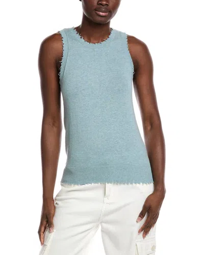 Minnie Rose Frayed Cashmere-blend Tank In Blue