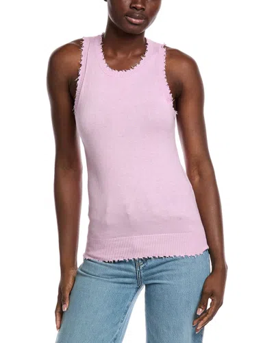 Minnie Rose Frayed Cashmere-blend Tank In Pink