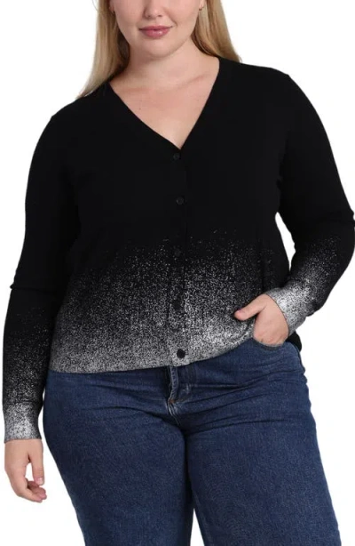 Minnie Rose Gradient Metallic Cardigan In Black/platinum