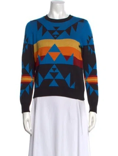 Pre-owned Minnie Rose Graphic Print Crew Neck Sweater In Black