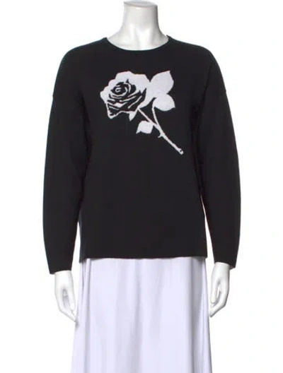 Pre-owned Minnie Rose Graphic Print Crew Neck Sweater In Black