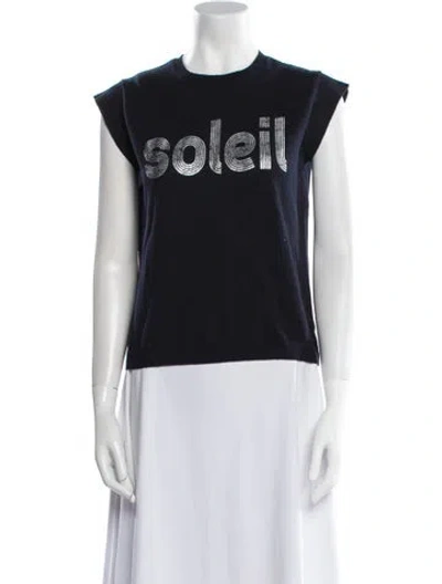 Pre-owned Minnie Rose Graphic Print Crew Neck Sweater In Blue