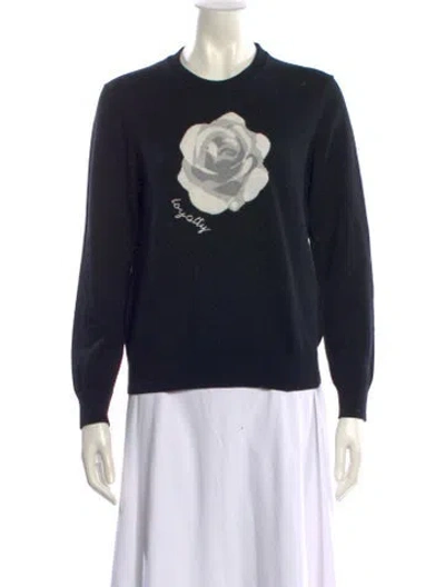 Pre-owned Minnie Rose Graphic Print Crew Neck Sweater In Blue