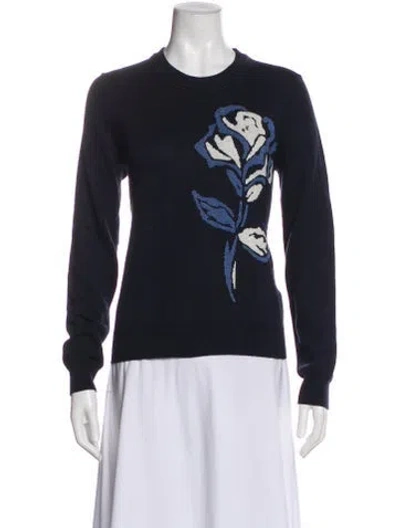 Pre-owned Minnie Rose Graphic Print Crew Neck Sweater In Blue