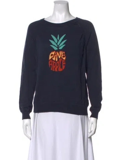 Pre-owned Minnie Rose Graphic Print Crew Neck Sweater In Blue