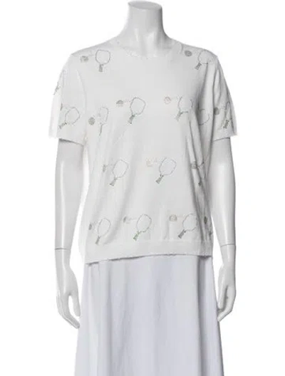 Pre-owned Minnie Rose Graphic Print Crew Neck Sweater W/ Tags In White