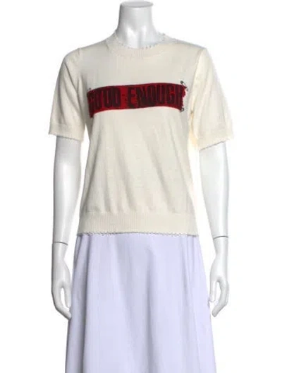 Pre-owned Minnie Rose Graphic Print Crew Neck Sweater In White