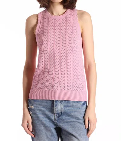 Minnie Rose Heart Pointelle Scalloped Tank Top In Fondant Sweet In Black
