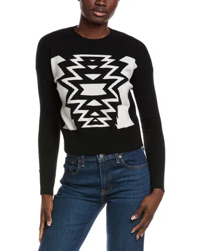 Minnie Rose Intarsia Cashmere Cropped Sweater In Black