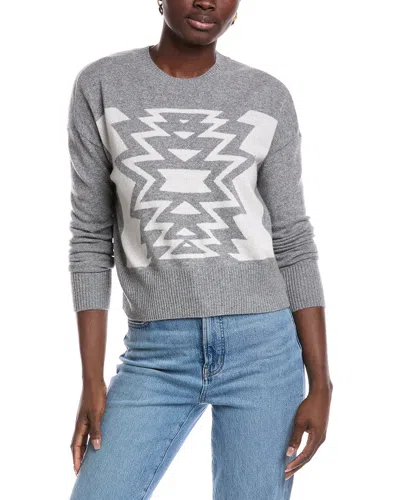 Minnie Rose Intarsia Cashmere Cropped Sweater In Gray
