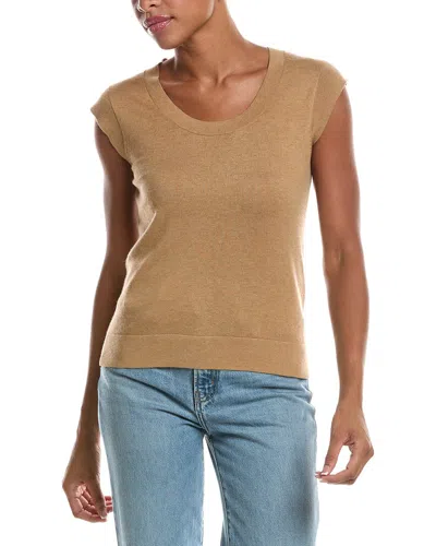 Minnie Rose Knit Cap Sleeve Cashmere-blend Top In Desert Sand
