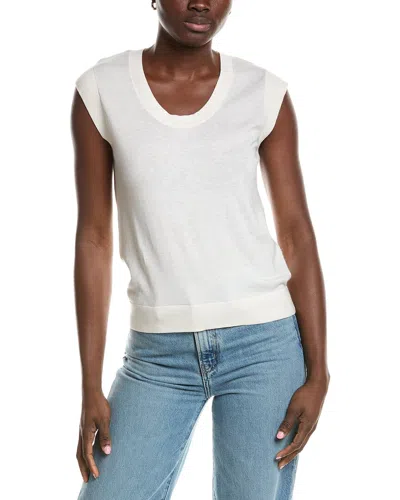 Minnie Rose Knit Cap Sleeve Cashmere-blend Top In White
